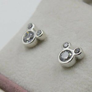 NEW Pandora Disney Mickey Earrings w/ Clear Czs